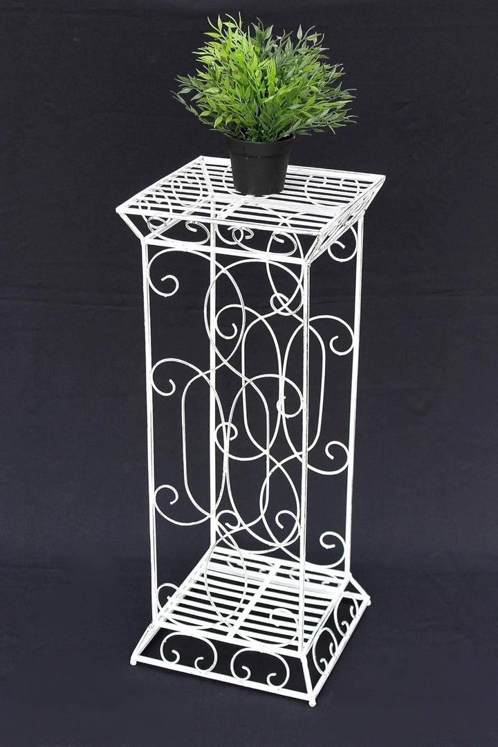 DanDiBo Blumenhocker Metall Weiss Eckig 77 cm Blumenständer 20304 Blumensäule