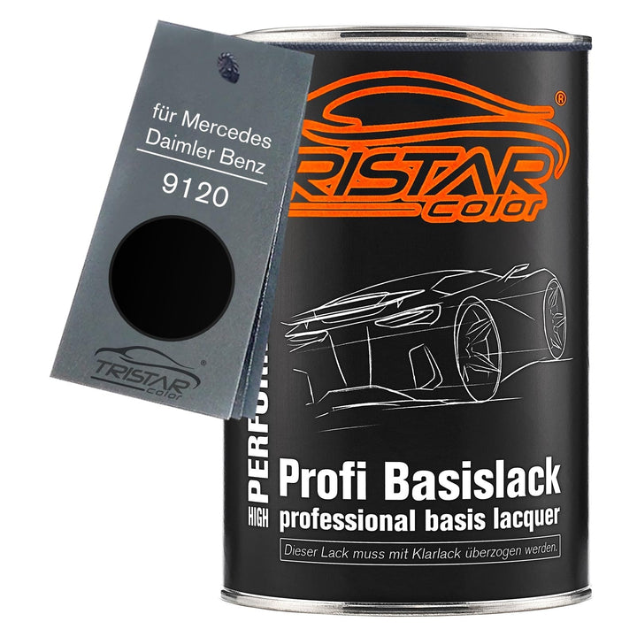 TRISTARcolor Autolack Dose spritzfertig für Mercedes/Daimler Benz 9120 Schwarz Matt Basislack 1,0 Li