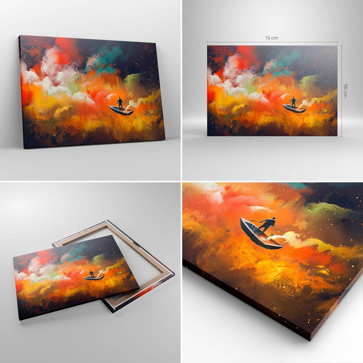 Bilder auf Leinwand Abstraktion Boot Leinwandbild mit Rahmen 70x50cm Wandbilder Dekoration Wohnzimme