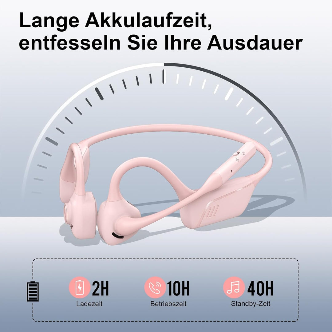 Smof Bluetooth Headset mit Mikrofon, Qualcomm® aptX-LL Open-Ear Kopfhörer Geräuschunterdrückung und