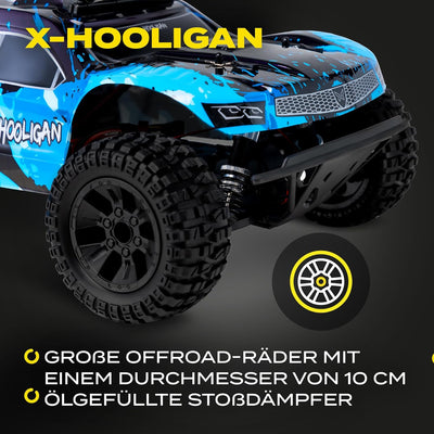 Overmax X-Hooligan Grosses Schnelles Ferngesteuertes Auto, Massstab 1:10, Geschwindigkeit 50 km/h Re