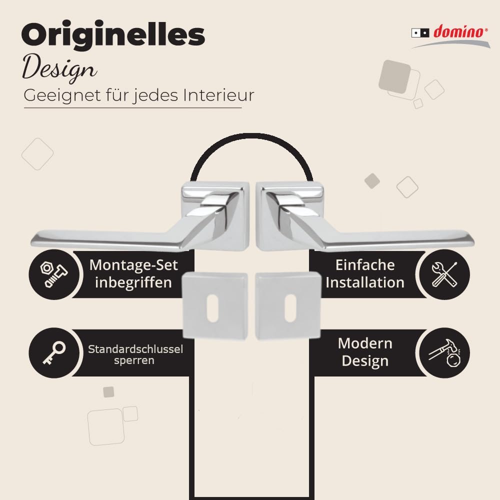domino Türgriff ELIZA-QR M6 BB-Buntbart Drückergarnitur für Zimmertüren Türdrücker-Set Rosetten-Garn