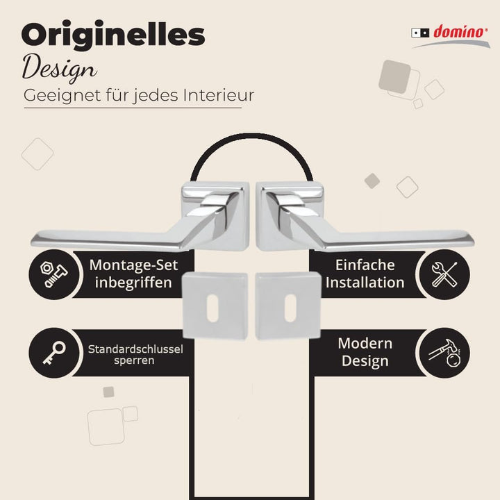 domino Türgriff ELIZA-QR M6 BB-Buntbart Drückergarnitur für Zimmertüren Türdrücker-Set Rosetten-Garn