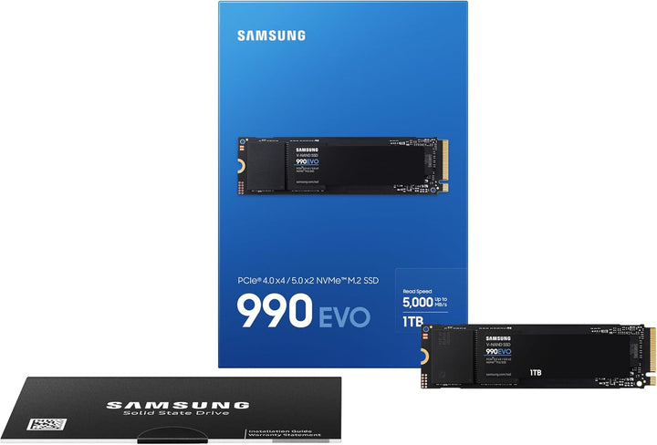Samsung 990 EVO NVMe M.2 SSD 1 TB, PCIe 4.0 x4 / PCIe 5.0 x2, NVMe 2.0 (2280), 5.000 MB/s Lesen, 3.2