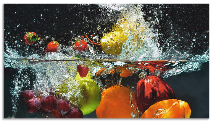 ARTland Spritzschutz Küche aus Alu für Herd Spüle 90x50 cm (BxH) Küchenrückwand mit Motiv Essen Obst