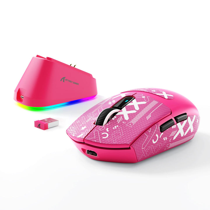MAMBASNAKE x Attack Shark G3PRO Gaming-Maus mit Magnetischer Ladestation, BT/2.4G Wireless/Kabel, Pi