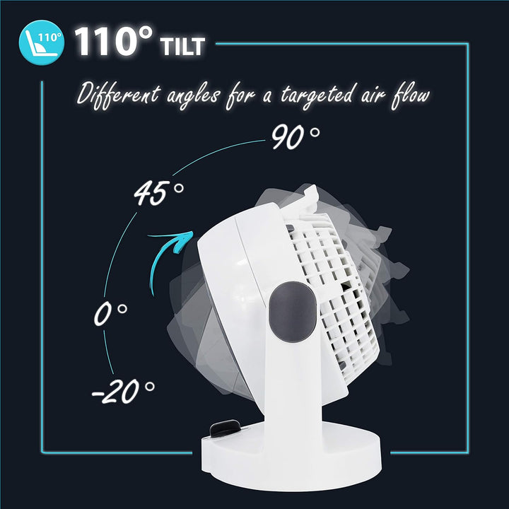 Iris Ohyama Woozoo, Leiser, leistungsstarker & tragbarer Tischventilator, 13m², Reichweite 13m, Vert