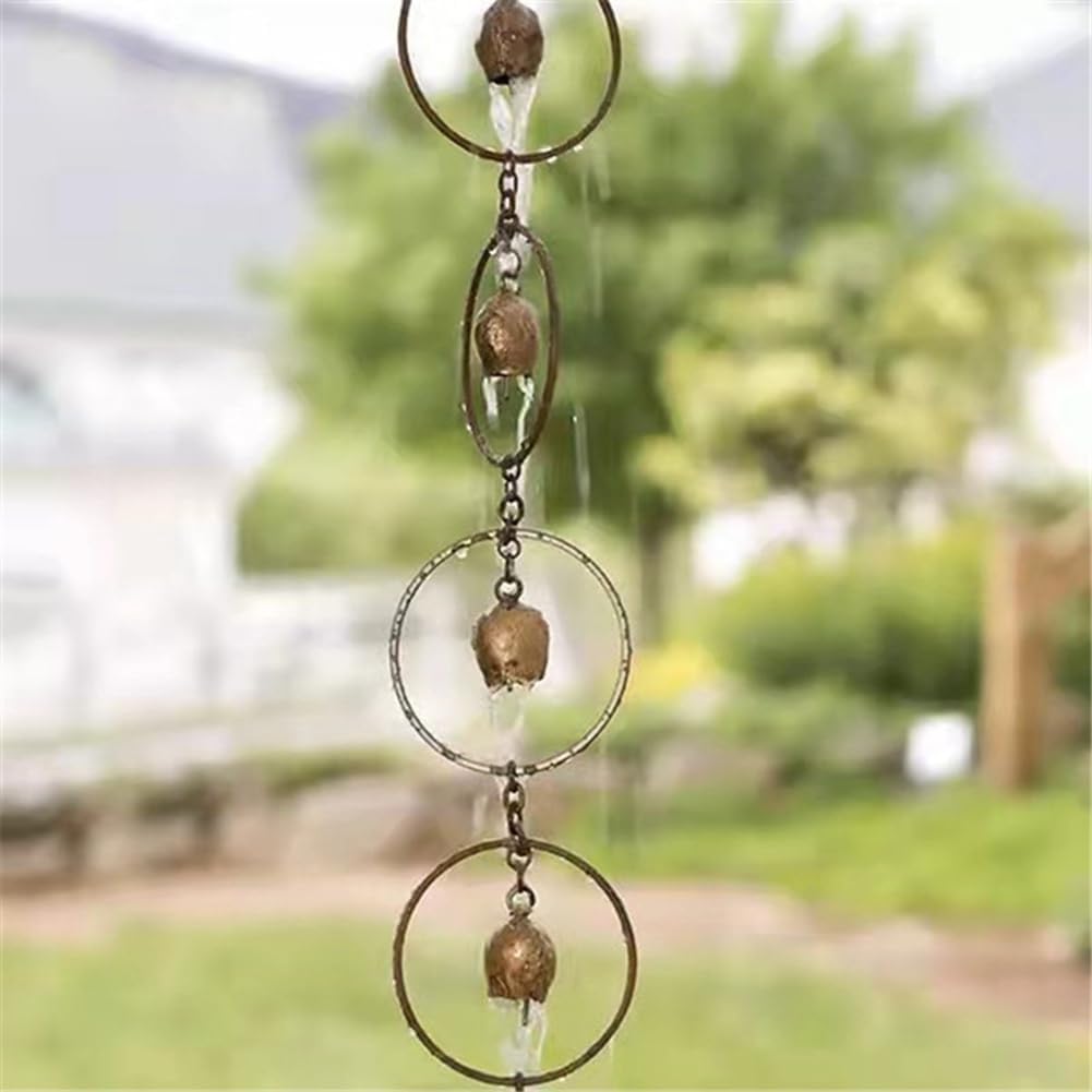 Hopbucan Stahlblatt-Regenkette, Gartengeschenk für Mama, Dachrinnen, RegenfäNger für Fallrohr mit Ad