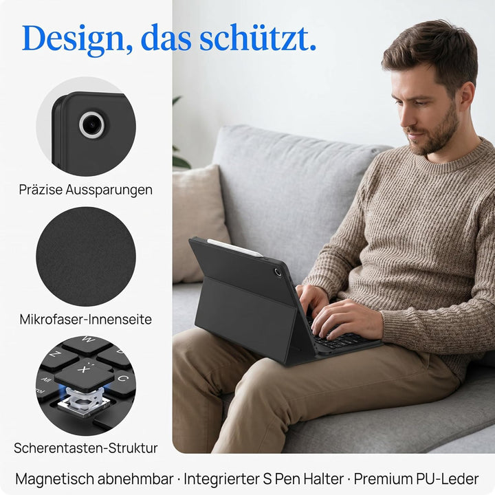 Hülle Tastatur für Samsung Galaxy Tab A11+ Plus 11" 2025 / Tab A9+ Plus 11 Zoll 2023 Tablet - QWERTZ