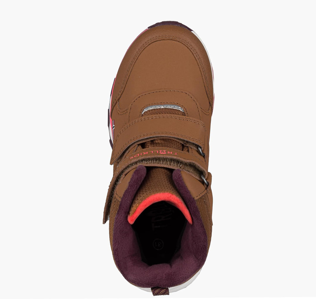 Trollkids wasserdichte Winterschuhe Wanderschuhe Hafjell 28 EU Karamell Braun Lachsrosa Burgunderrot