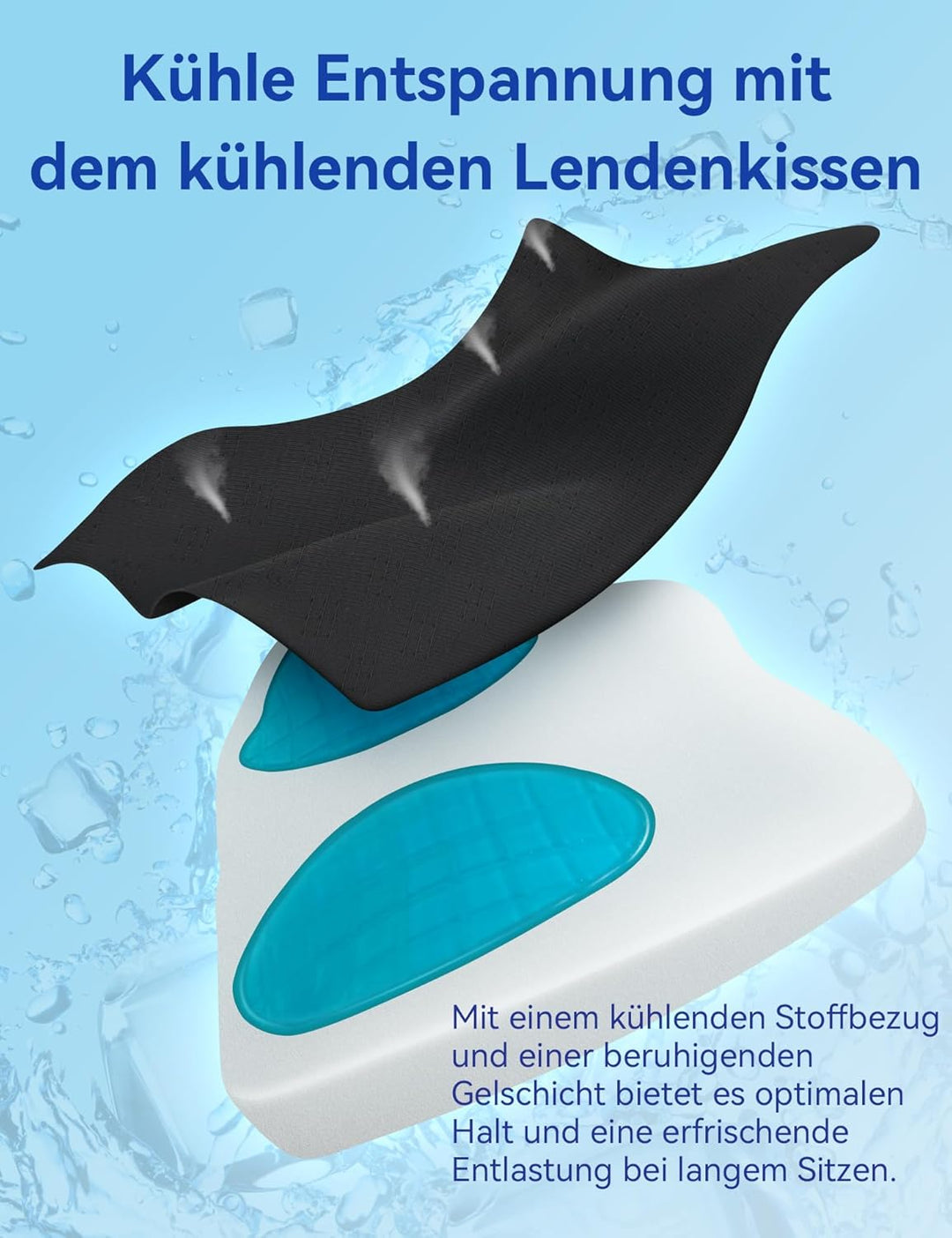 Travel Ease Ergonomisches RückenKissen aus Gel Memory Foam, Lendenkissen für Bürostuhl, Schreibtisch
