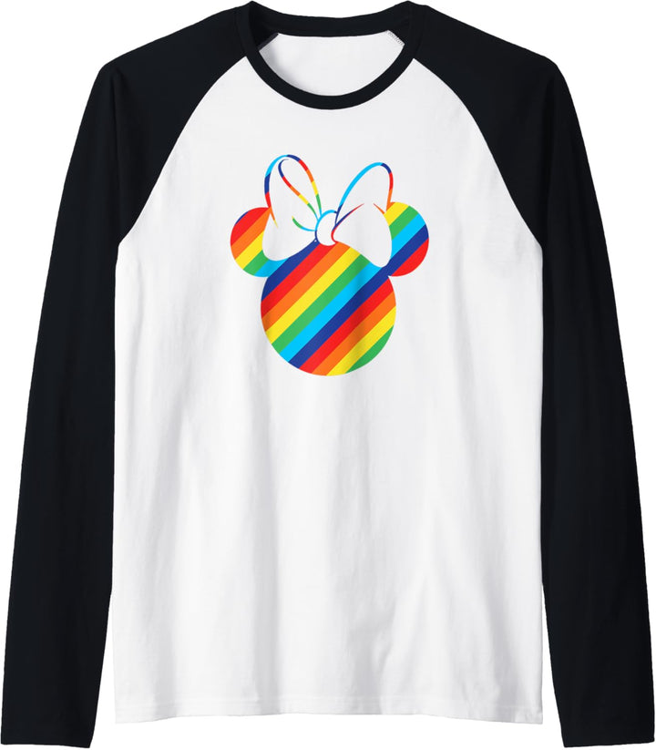 Disney Minnie Mouse Silhouette Rainbow Raglan