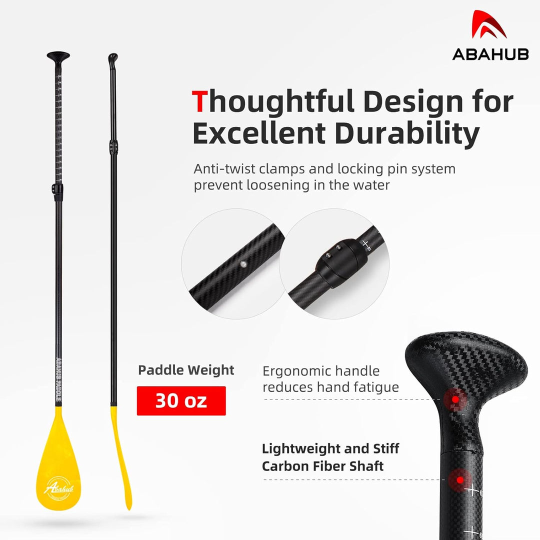 Abahub 3teilig Carbon SUP Paddel mit Paddeltasche Stand Up Teleskoppaddel 170-218cm Karbonschaft+Kun