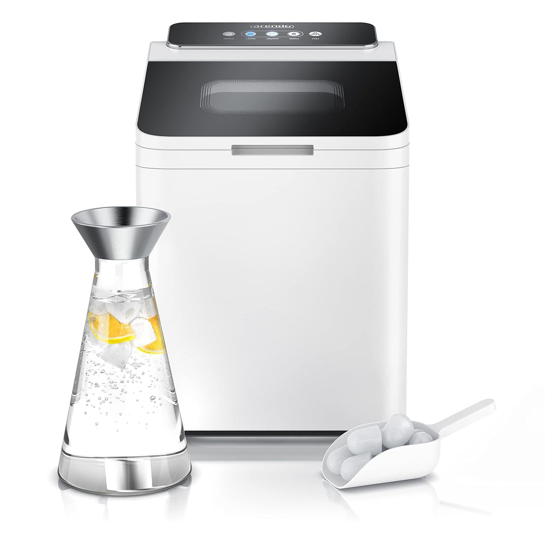 Arendo - Eiswürfelmaschine Edelstahl – Eiswürfelbehälter 1,4 Liter - 2 Eiswürfelgrössen S und L - mi
