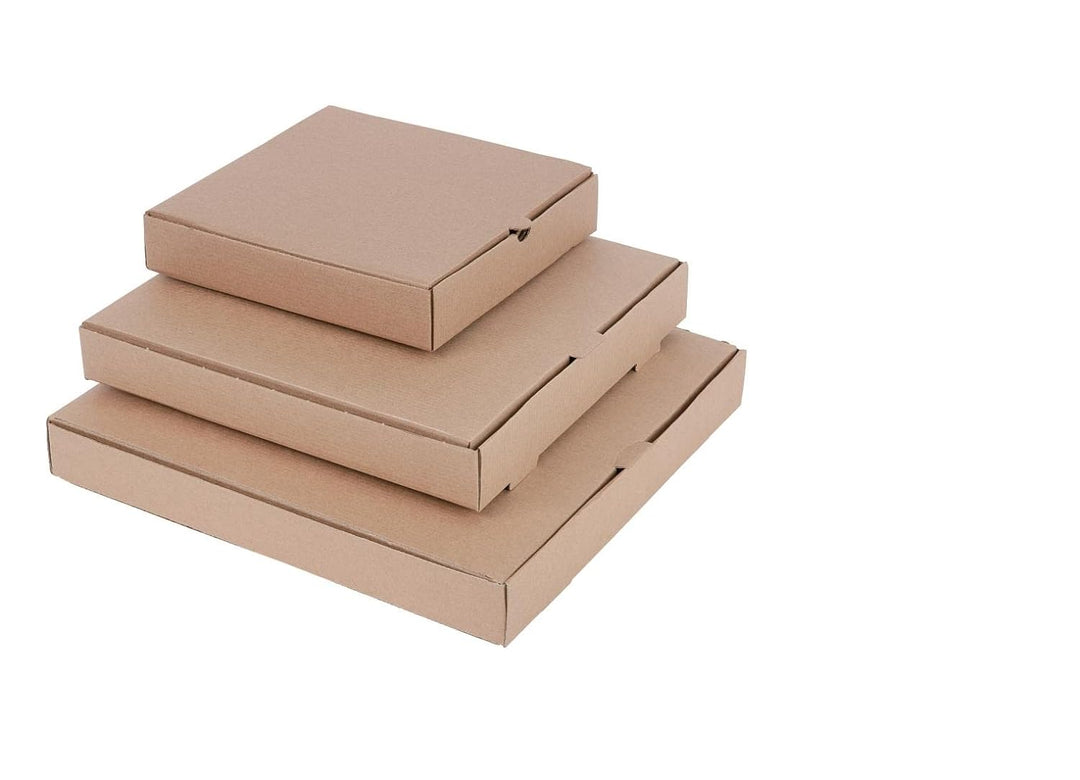 Fiesta kompostierbare Pizzakartons 12 Zoll (Packung mit 100 Stück), Farbe Kraft, gewellte Konstrukti