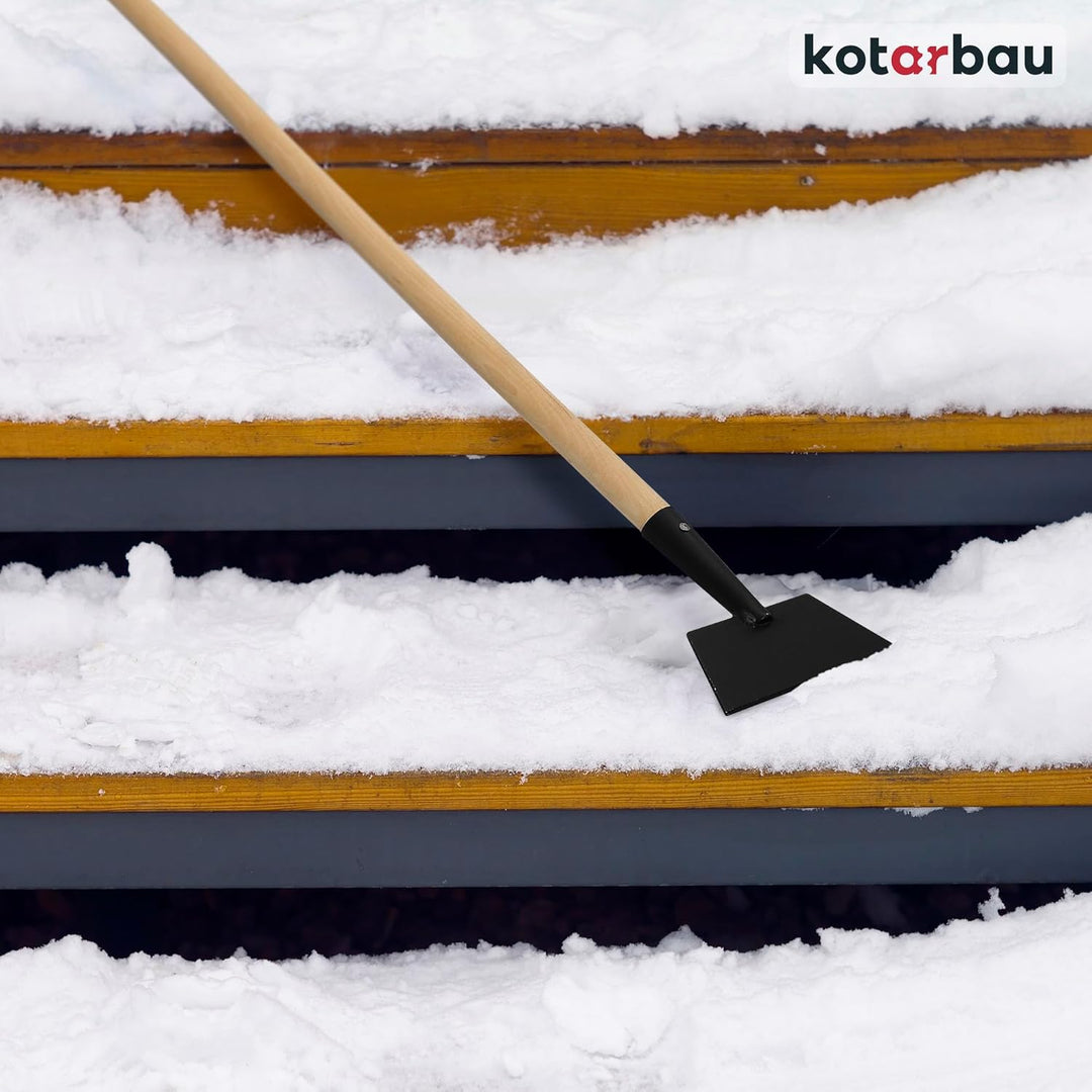 KOTARBAU® Eisschaber 7x17 cm pulverbeschichteter Stahl Eisstösser Holzstiel 110 cm Eeisscharre Grau