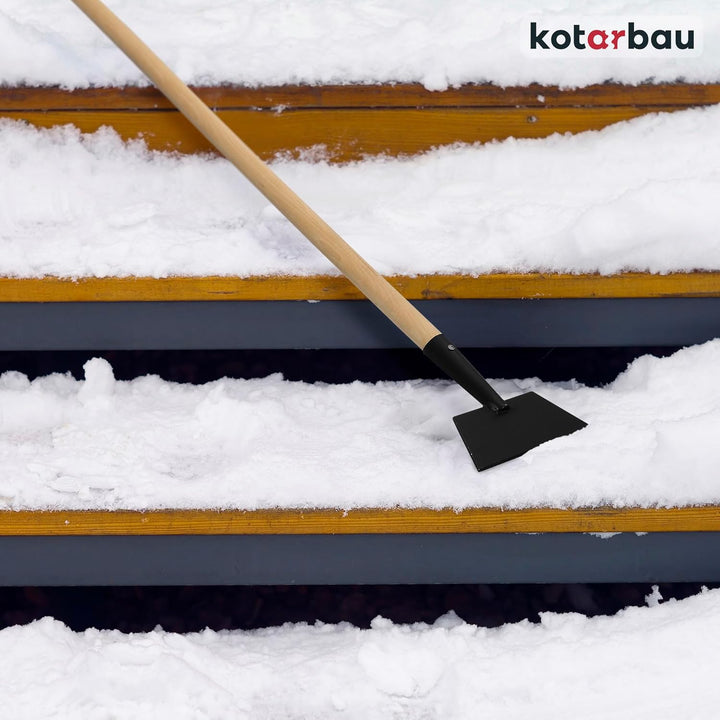 KOTARBAU® Eisschaber 7x17 cm pulverbeschichteter Stahl Eisstösser Holzstiel 110 cm Eeisscharre Grau