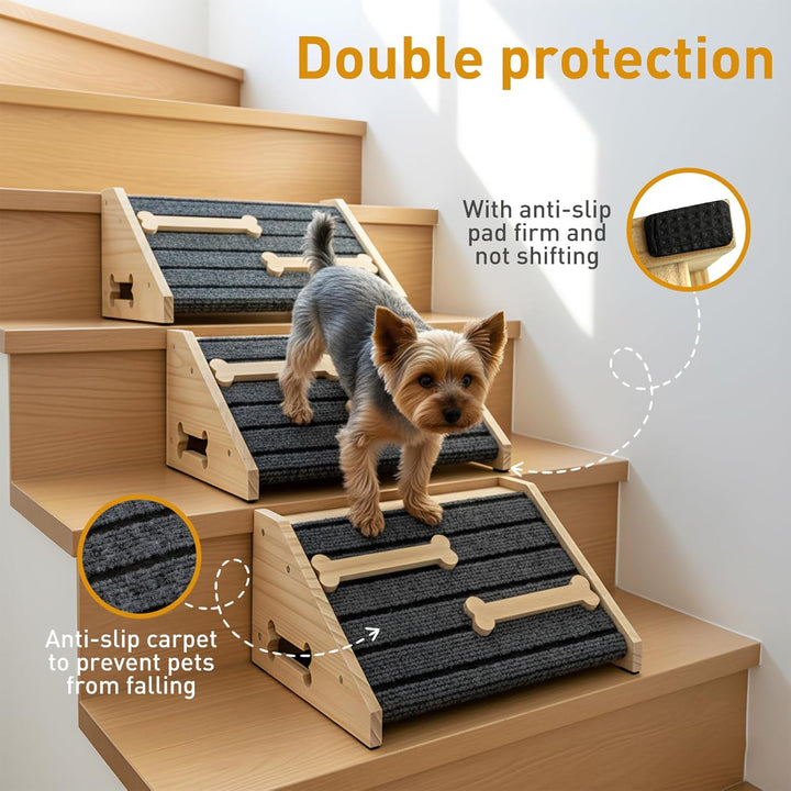 Hundetreppe 25cm Innen Hunderampe für kleine Hunde Sofa Haustiertreppe aus Holz Hundekletterrampe Ka