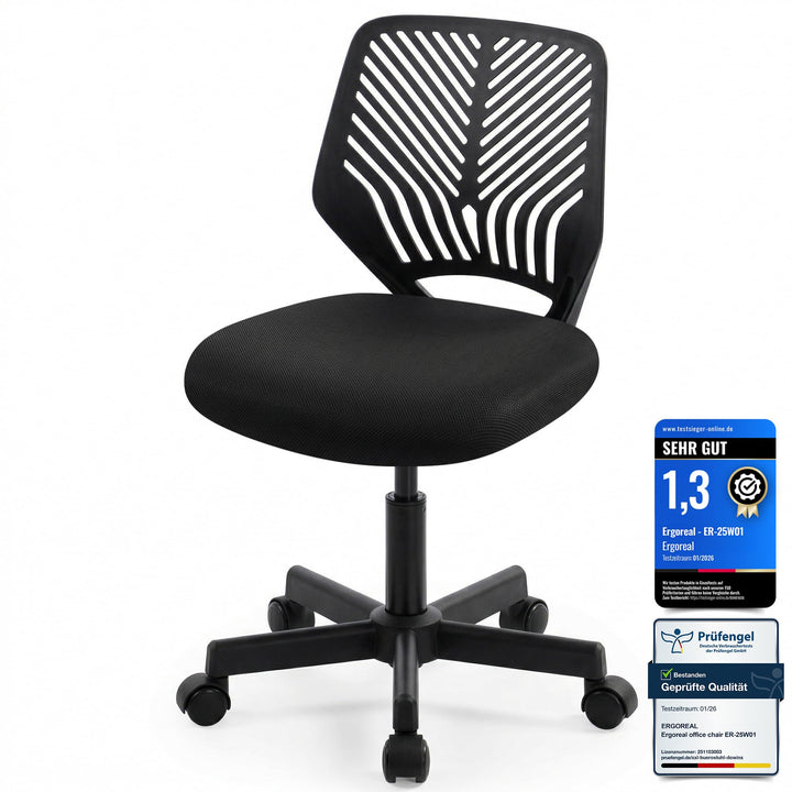 Ergonomischer Bürostuhl ohne Armlehne, Bürostuhl mit Rollen & Höhenverstellung, Bürostuhl Cozy mit E