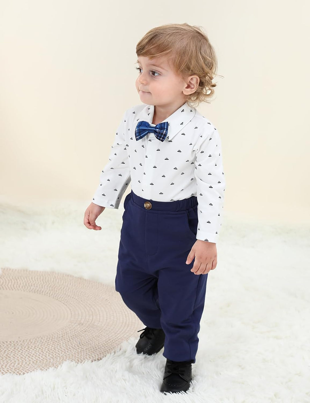 mintgreen Baby Anzug Junge, 3 Stück Formelles Outfit Taufanzug Gentleman Smoking Shirt & Weste + Hos