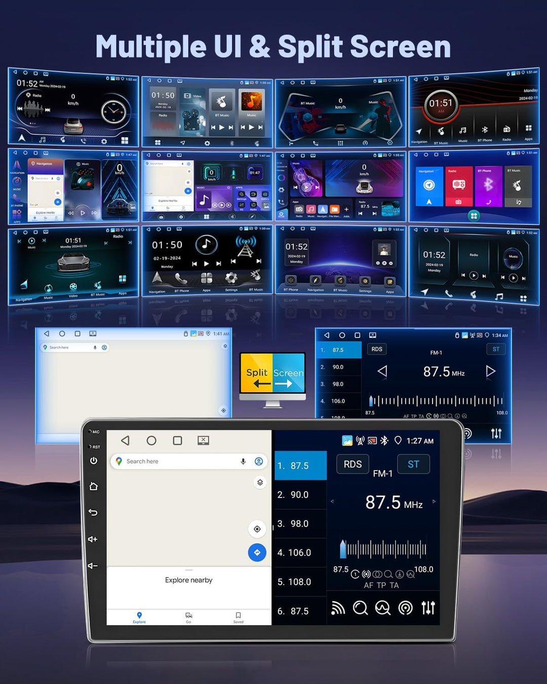 Hikity Autoradio für Mazda 2 2007-2014 [4+64GB] Android 15 Radio CarPlay Android Auto Wireless Bilds