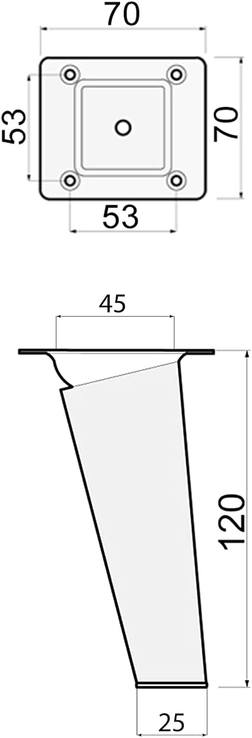 sossai® Holz-Tischbeine - Clif Square | Öl-Finish | Höhe: 12 cm | HMF4 | eckig, konisch (schräge Aus