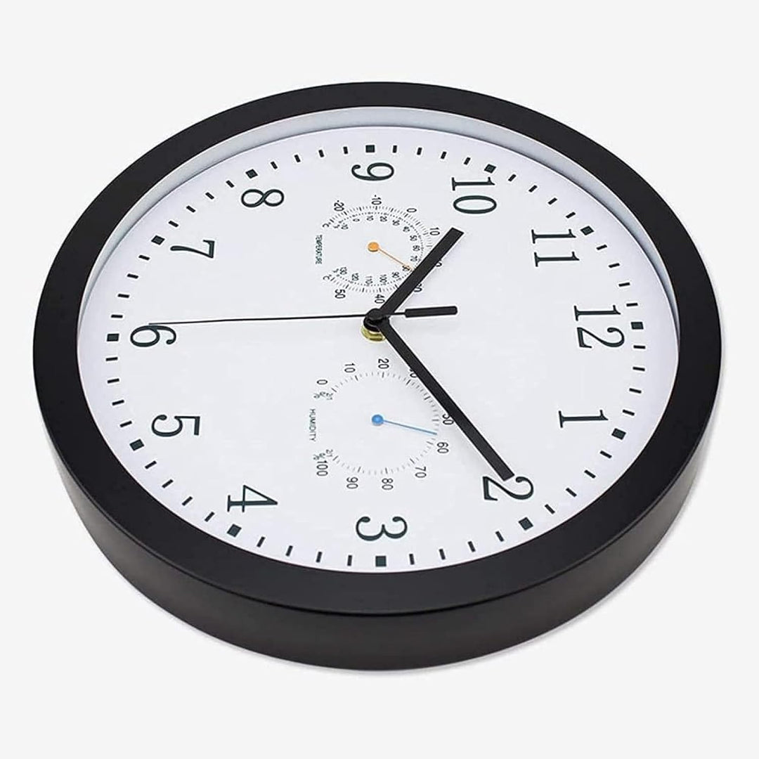 Innen Draussen Wetterfeste Wanduhr mit Temperaturanzeige und Hygrometer, 10 Zoll Gartenuhr Wetterfes