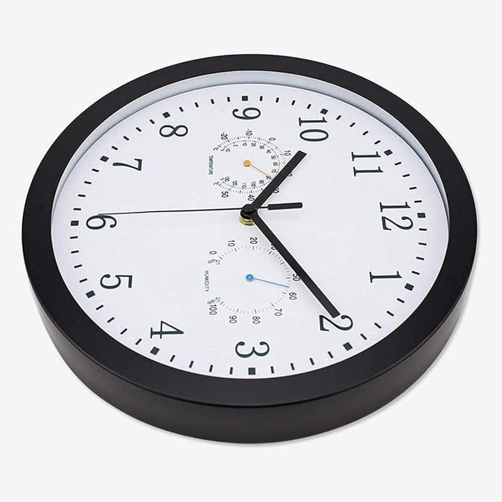 Innen Draussen Wetterfeste Wanduhr mit Temperaturanzeige und Hygrometer, 10 Zoll Gartenuhr Wetterfes