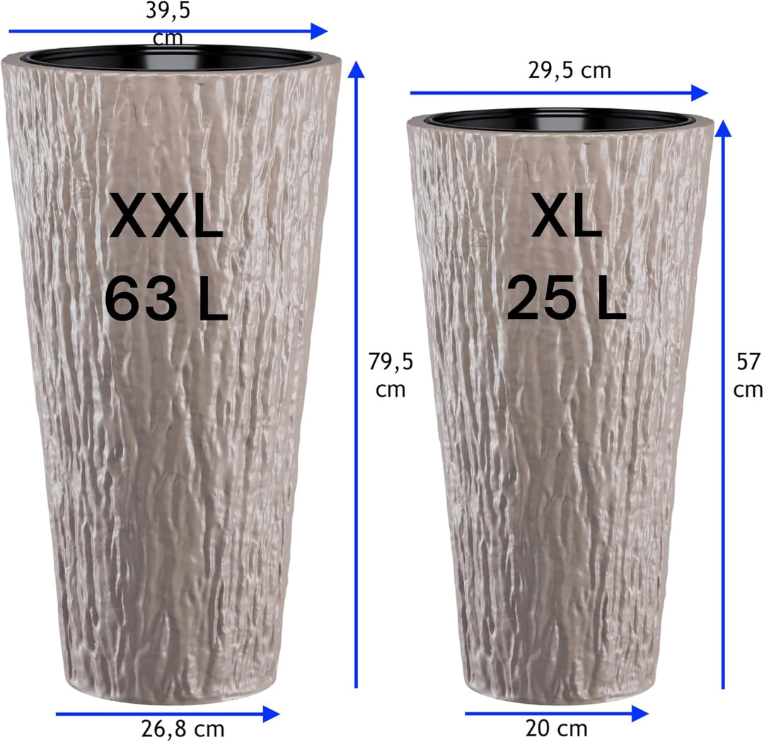MELTOM Blumenkübel Blumentopf Rund Slim Pflanzkübel mit Herausnehmbaren Einsatz DEKORATIV (Taupe, XL