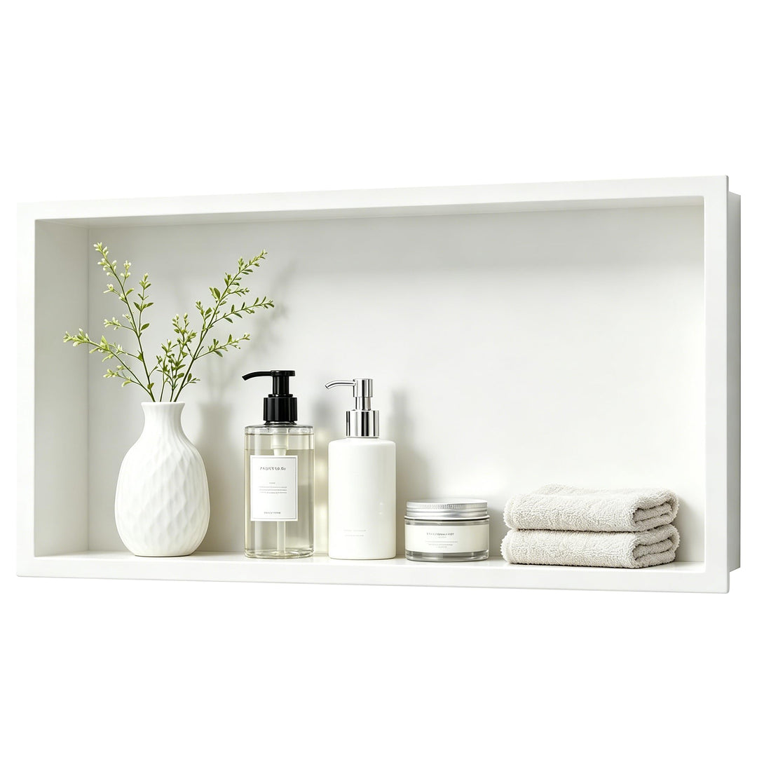 Duschnische 304 Edelstahl 60 cm × 30 cm × 10 cm Wandnische Weiss für Badezimmeraufbewahrung Keine Fl