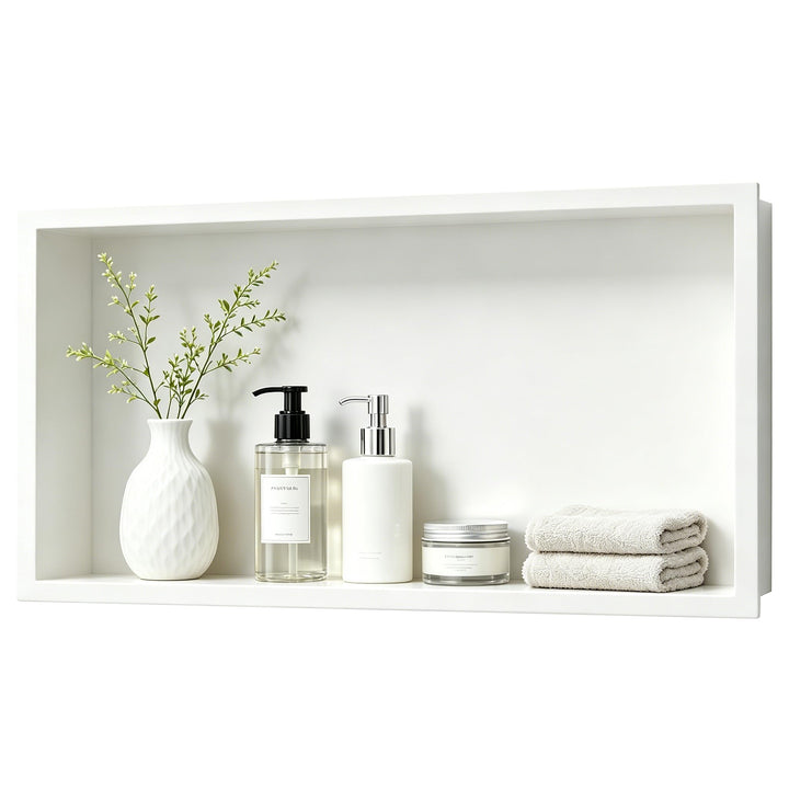 Duschnische 304 Edelstahl 60 cm × 30 cm × 10 cm Wandnische Weiss für Badezimmeraufbewahrung Keine Fl
