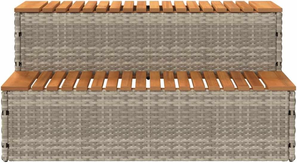 vidaXL Whirlpool-Stufen Hellgrau 100x50x50,5 cm Poly-Rattan und Akazie Hellgrau 100 x 50 x 50.5 cm,