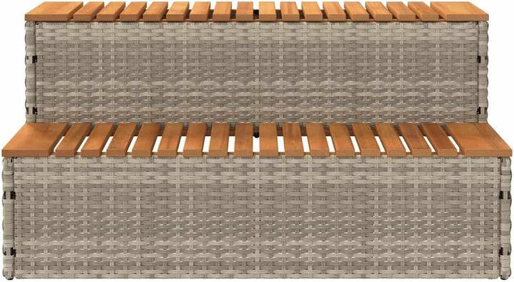 vidaXL Whirlpool-Stufen Hellgrau 100x50x50,5 cm Poly-Rattan und Akazie Hellgrau 100 x 50 x 50.5 cm,