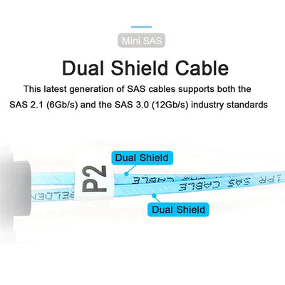 xiwai Interner 36-Pin-Mini-SAS-SFF-8087-Host auf 4 SFF-8482-Ziel-SAS-Festplatte und SATA-Stromkabel