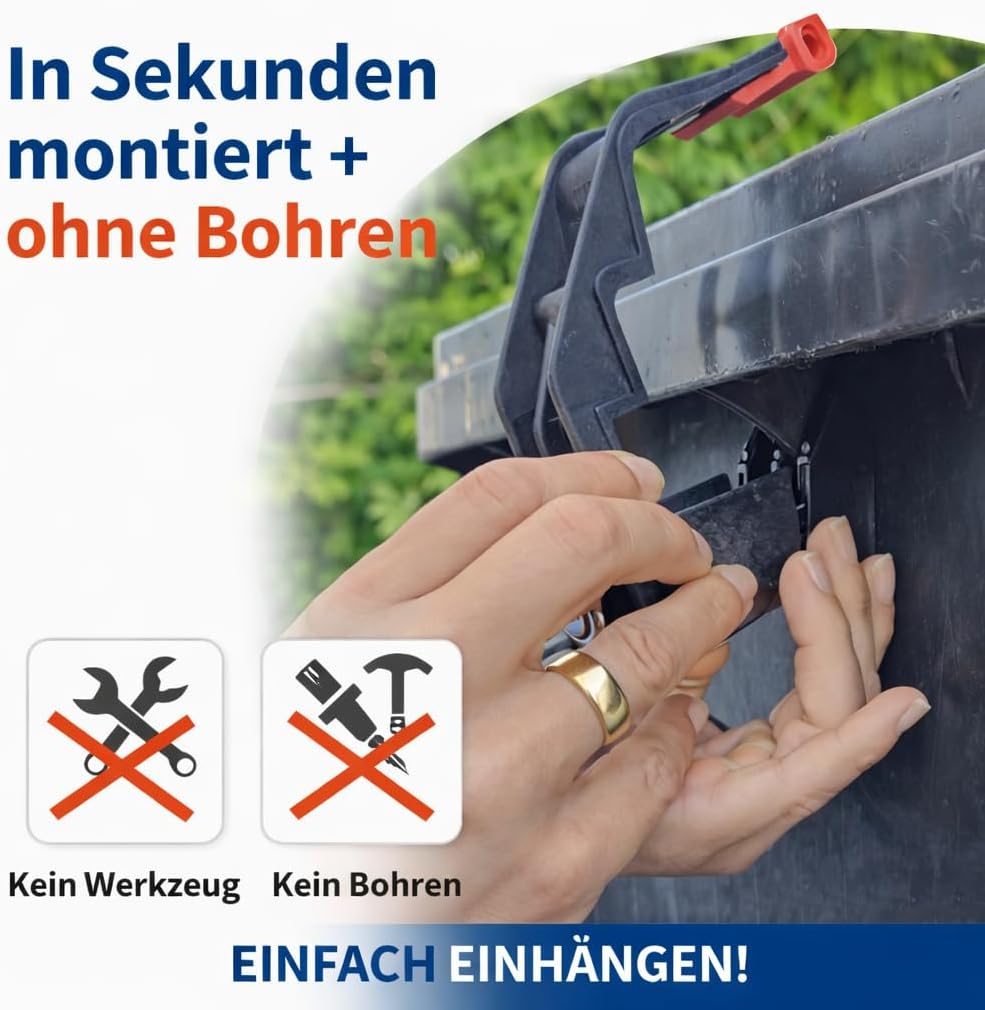 Mülleimerschloss TrashGuard – abschliessbar & ohne Bohren montierbar – schützt vor Fremdmüll & Tiere