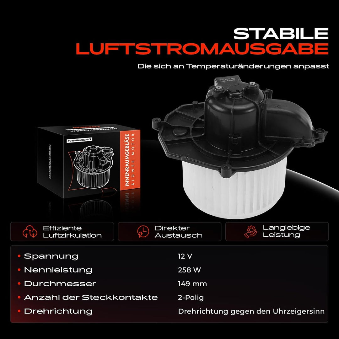 Frankberg Heizungsgebläse Gebläsemotor Kompatibel mit Berlingo B9 2008-Heute Berlingo Multispace B9