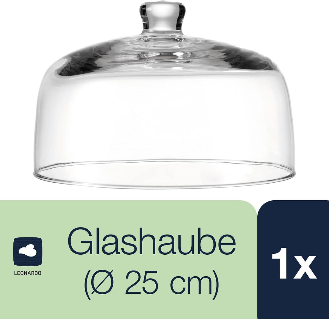 Leonardo Twenty 4, Universal-Glasglocke mit Knopf, spülmaschinengeeignete handgefertigte Tortenglock