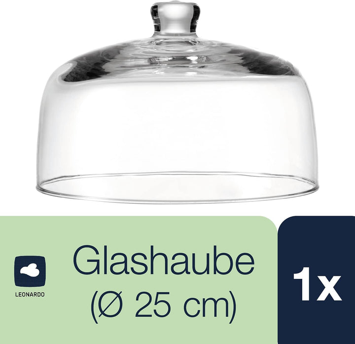 Leonardo Twenty 4, Universal-Glasglocke mit Knopf, spülmaschinengeeignete handgefertigte Tortenglock