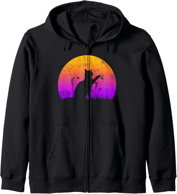 Katze mit Schmetterling, Sonnenuntergang Kapuzenjacke