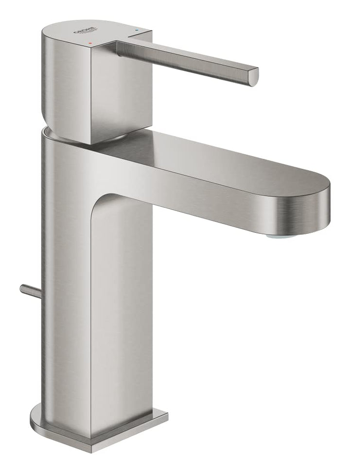 GROHE Plus | Badarmatur- Einhand-Waschtischbatterie | mit Zugstangen- Ablaufgarnitur | supersteel |