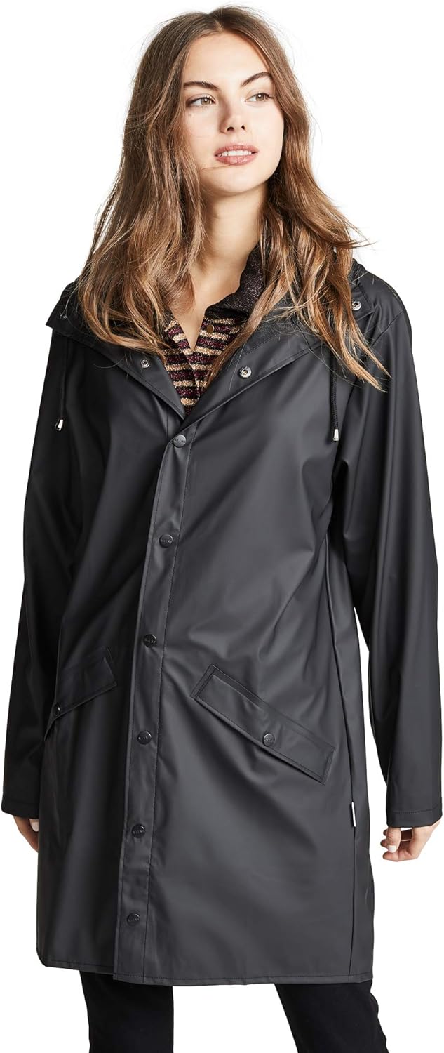 RAINS Herren Long Jacket Regenmantel Extra Small/Small (Herstellergrösse: Extra Small/Small) Schwarz