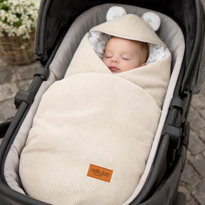 Baby Fusssack Einschlagdecke für Babyschale und Kinderwagen (Beige)