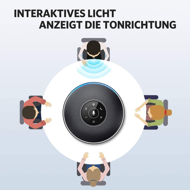 EMEET M2 Bluetooth Konferenzlautsprecher - USB Speakerphone mit 4 AI-Mikrofon, 360º Spracherkennung,