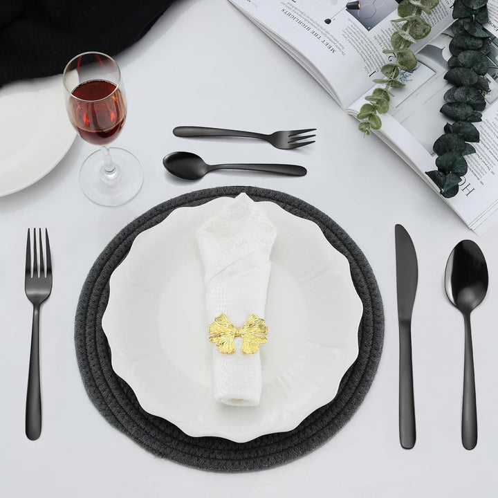 Hunnycook Besteck Set 12 personen, 60 Stück Besteck Schwarz Edelstahl, Schwarzes Besteck mit Gabeln,