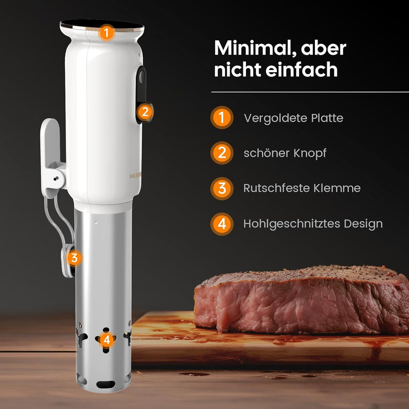 INKBIRD WiFi Sous Vide Stick ISV-101W, 1000 Watt Sous Vide, 3D-Wasserzirkulationserhitzung mit App-V