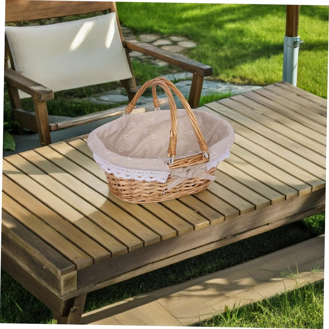 Toyvian Blumenkörbe aus Weidengeflecht - Handgeflochtener Picknickkorb aus Weidengeflecht mit Griff