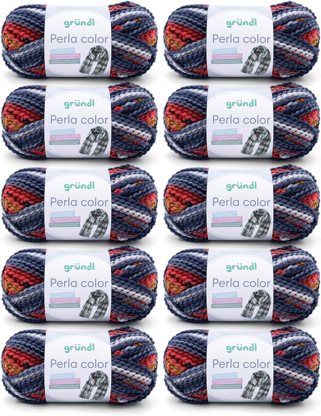 Gründl Wolle Perla color (wollähnliches Handstrickgarn aus 100% Polyester, 100 g / 90 m, Nadelstärke