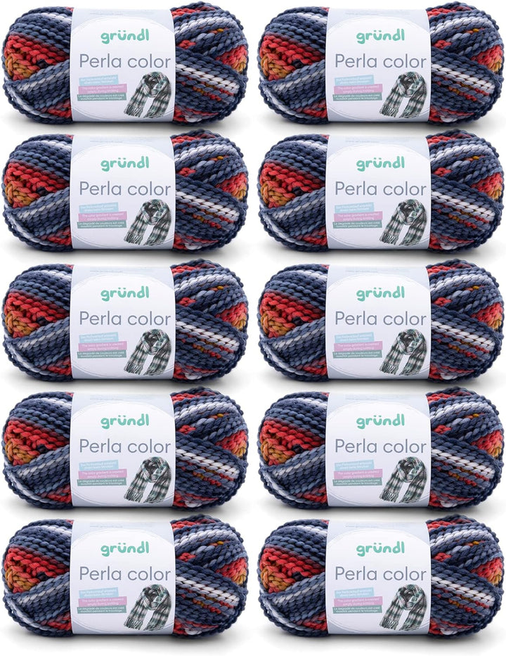 Gründl Wolle Perla color (wollähnliches Handstrickgarn aus 100% Polyester, 100 g / 90 m, Nadelstärke