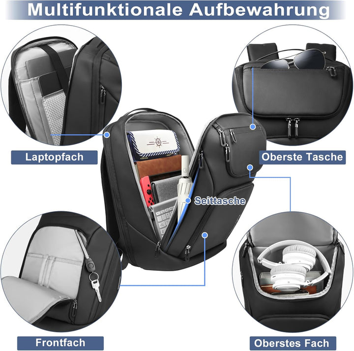 Rucksack Herren Gross 30L Laptop Rucksack 17,3 zoll Business Rucksack Reiserucksack mit USB-Anschlus