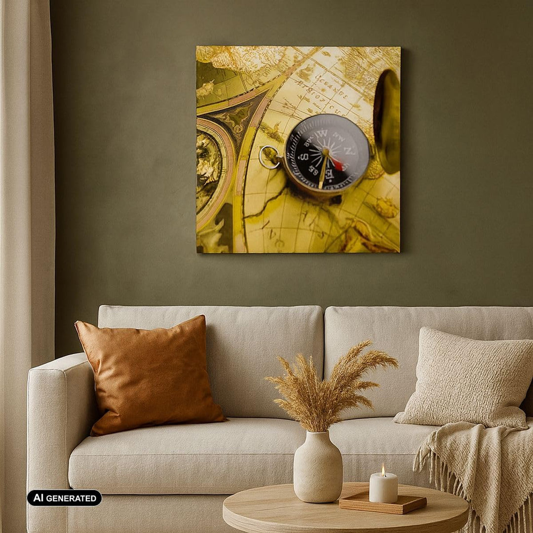 Bilder auf Leinwand Abstrakt kommunikation kompass erde Leinwandbild 60x60cm Wandbilder Dekoration W